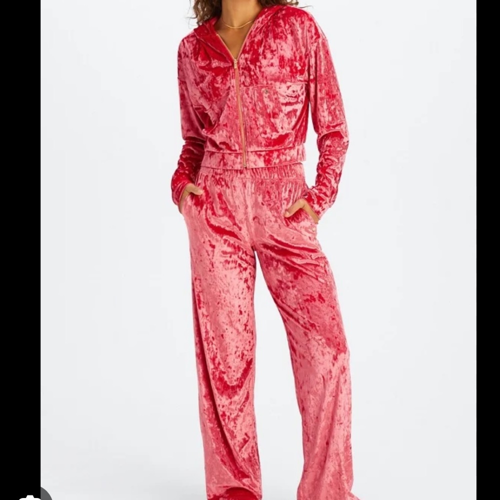 Fabletics Red Velvet Wide Leg Jumpsuit